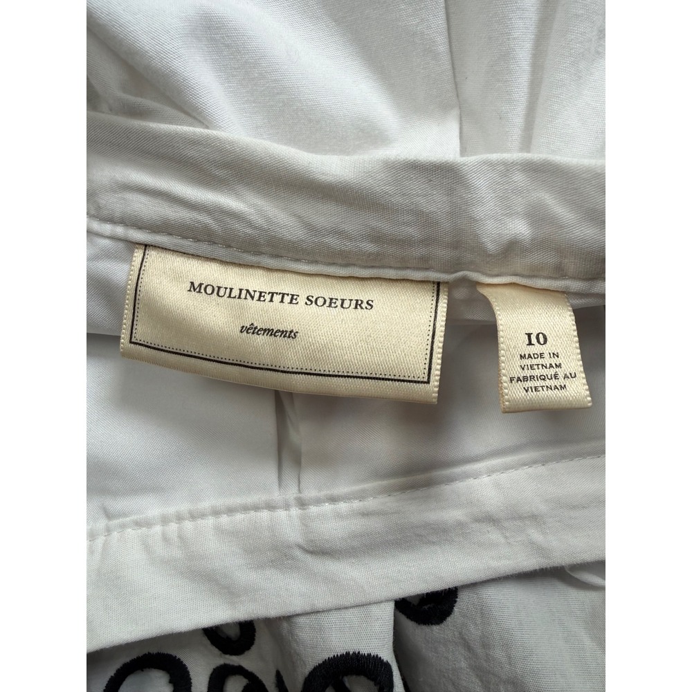 Anthropologie Moulinette Soeurs Skirt Women Eyelet Scalloped Poplin Size 10 - Picture 5 of 14